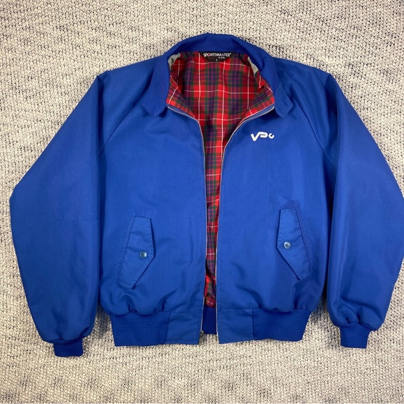 SPORTS MASTER Swing Top Harrington Jacket Mens Large Blue Vintage 80s USA MADE - Picture 1 of 9
